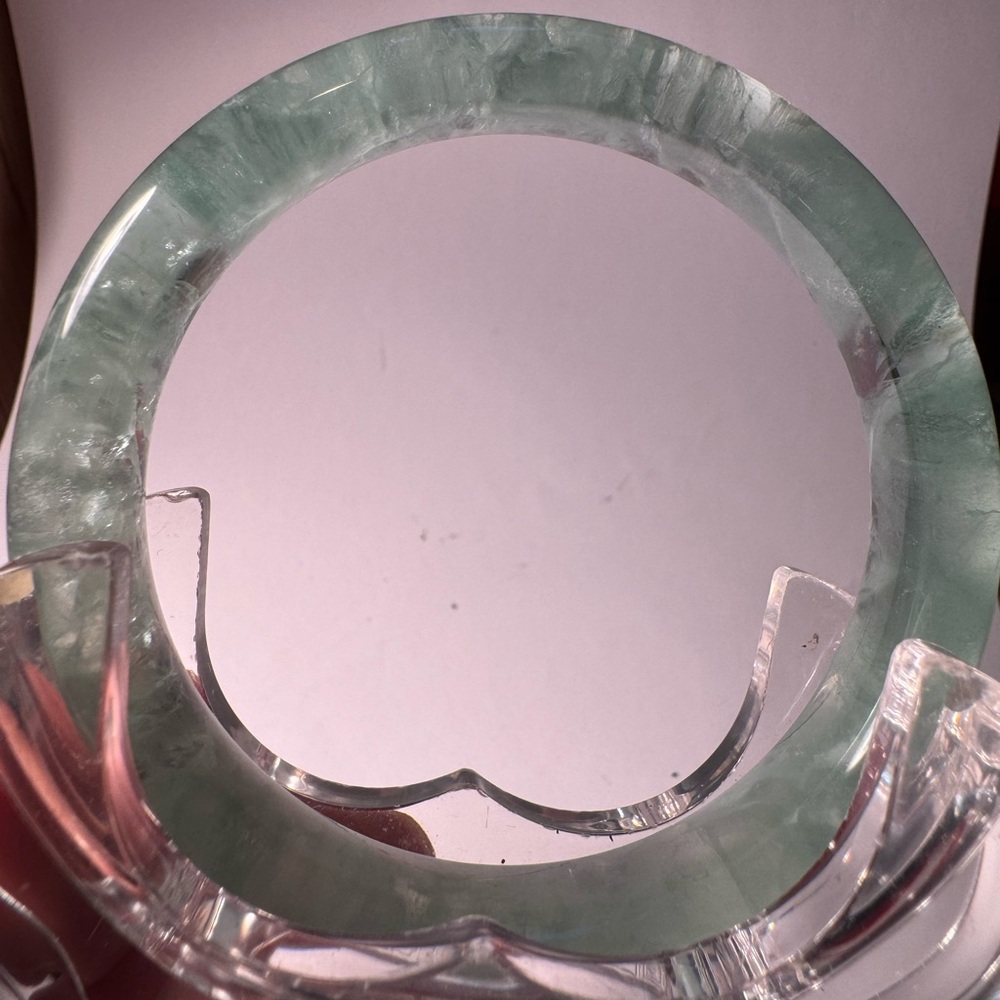Translucent Light Green Stone Bangle Bracelet - W… - image 8